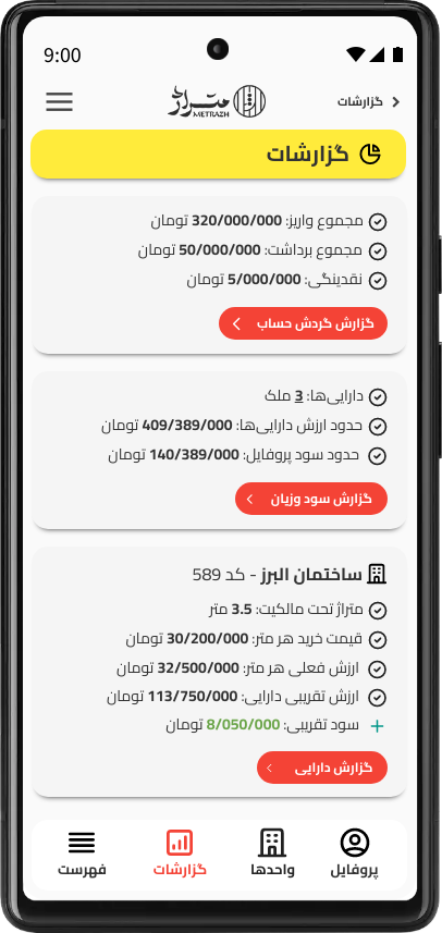 گزاراشات اپ متراژ